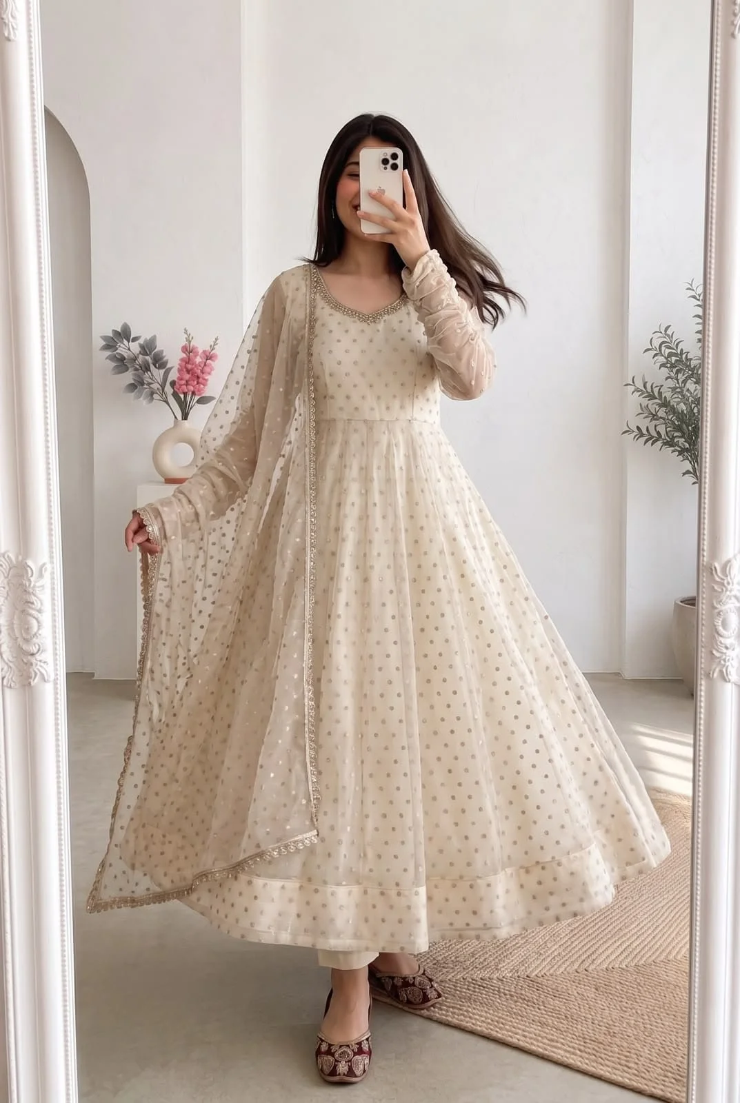 Heavy Moss Butti Silk Gown